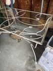 Vintage White Wrought Iron   Glass  Patio Table Mid Century Garden 48x20 Pick Up
