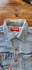 Vtg  Wrangler Jean Jacket Men s Xl Blue Hero Denim Cowboy Cut Trucker Distressed
