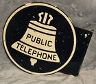 Metal Bell Double Sided Blue   White Public Telephone Flange Sign Ks-16597 L-1