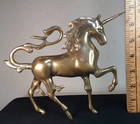 Beautiful Vintage Solid Brass Unicorn 6 5    Tall  7    Wide X 1 75    Gold Tone Heavy