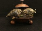  19thc Vienna Bronze  Antique Ink Bottle With Two Birds