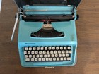 Vintage Blue Aqua Remington Ten Forty 1040 Typewriter W Case Made In Holland