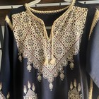 Women   s Black Gold Embroidered   Long Sleeve One Size Palestinian Thobe Kaftan