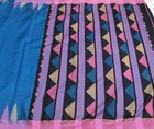 Sushila Vintage Turquoise Blue Saree Pure Cotton Silk Tant Woven 5yd Sari Fabric