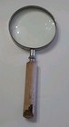 Vintage B lo Co Bausch   Lomb Magnifying Glass Beaded Neck Wood Handle 3    Lens 