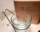 Vintage Midcentury Modern Glass Ice Bucket Atomic Wire Cradle- New-old Stock Box