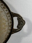 Antique 1920s  Silvercraft Footed Deco Vanity Perfume Tray Oval Glass Over Lace 