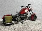 Vintage 15  Metal Motorcycle Desk Model Art Sculpture Red W green  Decor