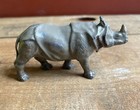 Antique Early Vintage Cast Metal Miniature Rino Rhinoceros Figurine Toy