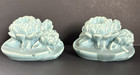 Antique Vintage Rookwood Blue Water Lily Lotus Pottery Bookends Set Of 2 Rare