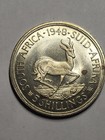 1948 South Africa 5 Shillings Uncirculated Silver Coin Springbok Very Nice