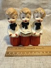 Vintage Mid-century Trio Of Boys Christmas Choir Figurine Planter   Candy Dish