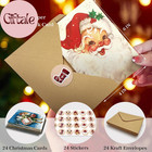 24 Vintage Santa Claus Christmas Card Set With Envelopes   Sealing Stickers  Ret