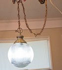 Vintage Fluted Clear Glass Globe Hanging Swag Pendant Lamp Light
