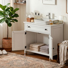 White Bathroom Vanity Cabinet With Sink Storage Cabinet Double Doors Drawer