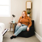 Dorm Bean Bag Chair With Drink Holder And Pocket  Black Smartmax  Durable