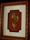 Beautiful Vintage Brass Metal Floral Wall Hanging Decor Framed Kramer Co Chicago