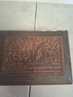 Vintage Antique Carved Wooden Box With Boat Scene 