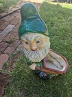 Vintage Mid Century Ceramic Gnome Figurine Planter  1970 s Garden  