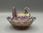 Boyd Glass Turkey On Nest  Royal Plum Carnival 