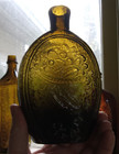 Pretty Green Eagle Cornucopia Pint Keene Historical Whiskey Flask 1830s Original