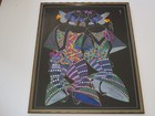 Large Colorful Chinese Painting Signed Tan 3 Women Model Abstract Cubist Cubism 