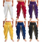 Men Satin Dhoti Pants Elastic Waist Harem Pants Draped Arabian Prince Trousers