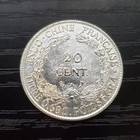 1937 French Indochina 20 Centimes Silver Coin - As Shown