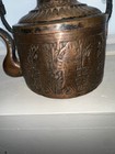 Antique 19thcqajar Persian Tooled Copper Kettle Teapot Persepolis Soldier Relief