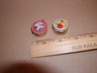 2 Vtg Micro Mosaic Pill Box   Frame Roses Floral Gold-tone Metal Hinged Lid 1 