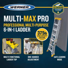 Werner Ladder Multi-position Adjustable 375lbs  Load Capacity 16  Reach Aluminum