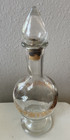 Vintage Glass Genie Bottle Decanter Gold Floral Pattern   Corked Glass Stopper