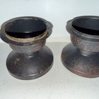 Vintage Set Of  2  Two Small Tin 2 25    Candlestick Holder Matching Pair