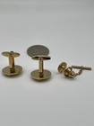 Vintage Foster Gold Tone Tuxedo Cufflinks Tie Tac Set Mid Century Onyx
