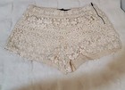 Zara Lace Casual Shorts Side Zipper Womens Size S Mid Rise 25  Waist  f