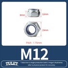 M12-1 75 Nylon Insert Hex Lock Nut  A2   18-8 Stainless Steel Din 985