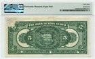 1918  5 Bank Of Nova Scotia  Halifax - Specimen - About Uncirculated  Pmg Au53