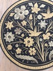 Vintage Toledo Spain Black   Gold Damascene Miniature Footed Dish 3    Across