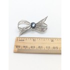 Vintage W Sterling Silver Marcasite Bow Spun Filigree Brooch Lapel Pin Wedding