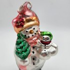 Vintage Dept 56 Snowman With Baby Handpainted Mercury Glass Ornament 7 
