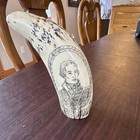 Scrimshaw Replica Whale Tooth Bone British Royal Navy Ship Naval Portrait