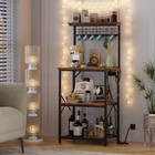 Rack With Power Outlet  Microwave Oven Stand With Storage 4 Tiers  Coffee Bar