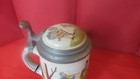 Antique Handmade German Marzi Remy   1636   Pewter Lidded Beer Stein Mug