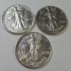 Lot Of 3 Bu Walking Liberty Half Dollars In Capsules