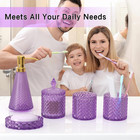 5 Pc Glass Bathroom Accessories Set Soap Dispenser Toothbrush Holder Vintage