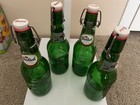 Lot 4 Grolsch Green Glass Beer Bottles Porcelain Swing Tops 45 Cl Or 16 Oz Empty
