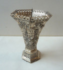 German  800 Silver Elegant Vase  Repousse Roses  swags On Pierced Body  No Liner