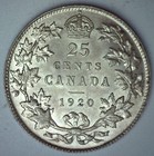 1920 Canada Silver Quarter 25c Canadian Coin Uncirculated 25 Cents Light Toning