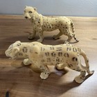 Vintage Flocked Cheetah Male Female Fur Hard Plastic Figurine Fuzzy