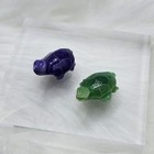 2 Antique Vintage Hand Carved Agate Turtle Stones Purple And Green - Tiny Decor